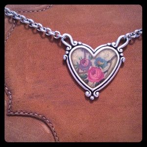 Brighton Heart and Flowers Reversible Necklace